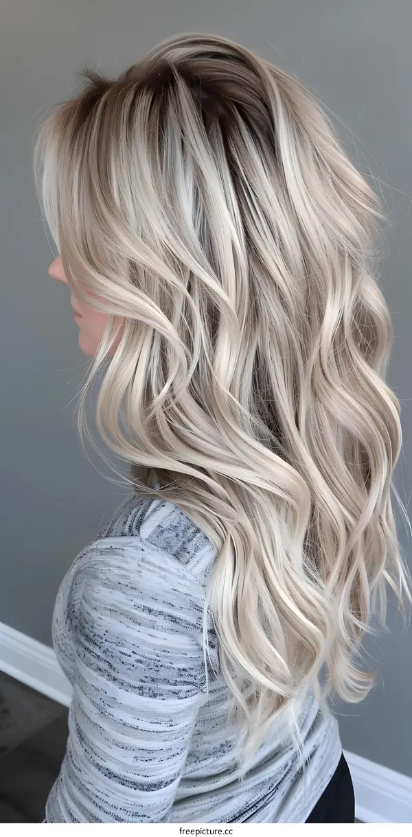 A Blonde Woman with Long Wavy Hair