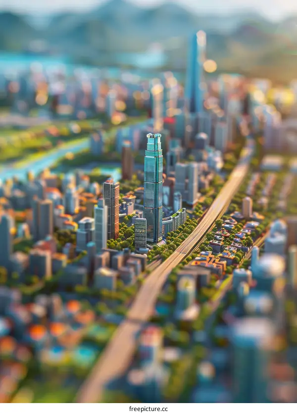 Miniature Cityscape Model of Modern Urban Architecture