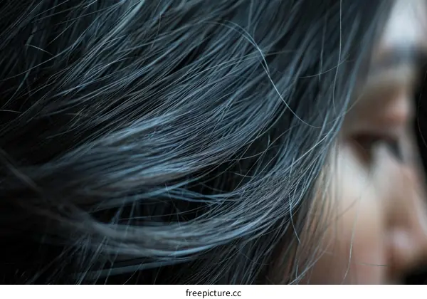 Close-up of a person's black hair