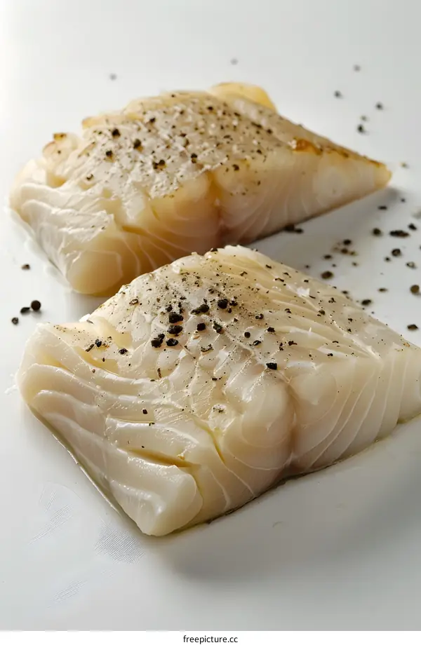 Fresh Cod Fillets Seasoned with Pepper