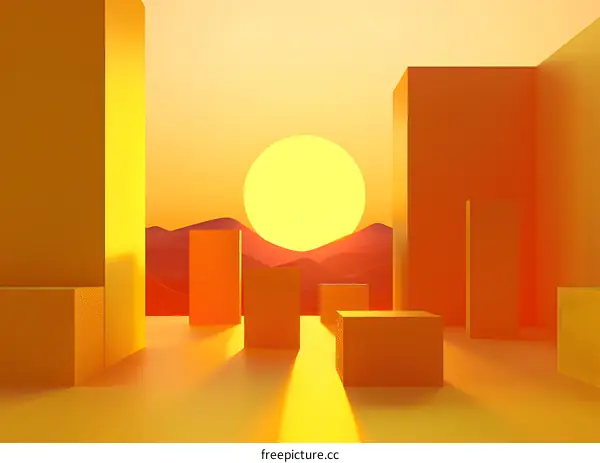 Sunset Minimalist Abstract Yellow Background