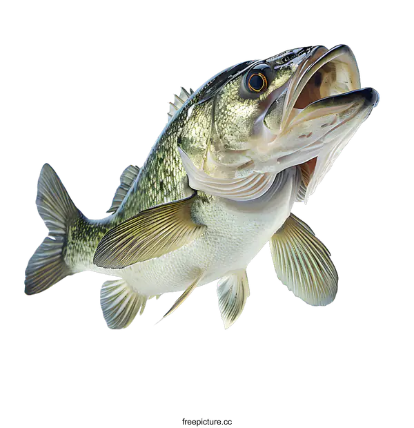 [Transparent Background PNG]A largemouth bass fish with its mouth open