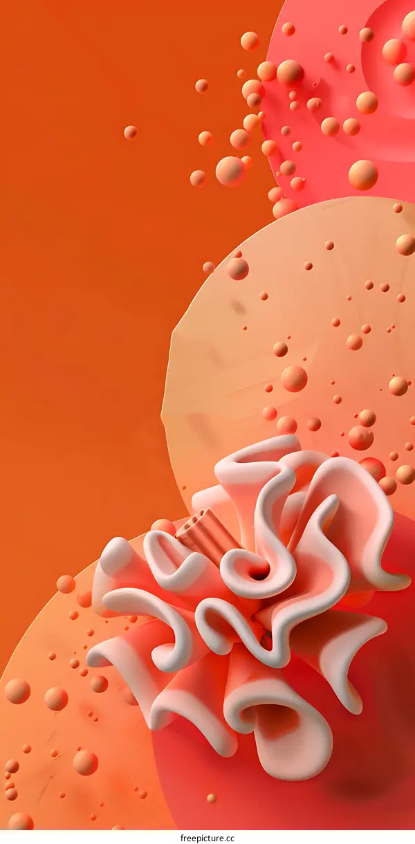 Abstract 3D Orange and White Design with Bubbles