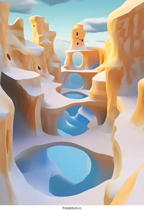 Abstract Surreal Landscape with Smooth Curves and Vivid Colors