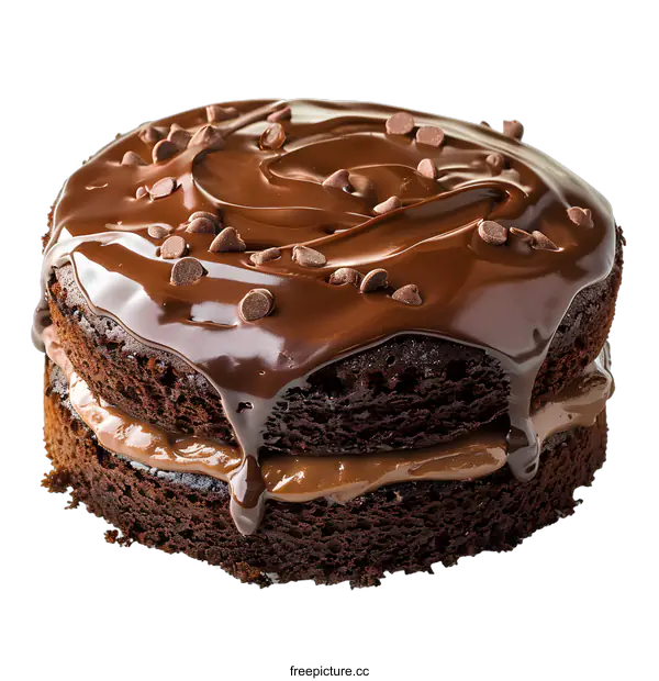 [Transparent Background PNG]A chocolate cake with chocolate frosting and chocolate chips on top