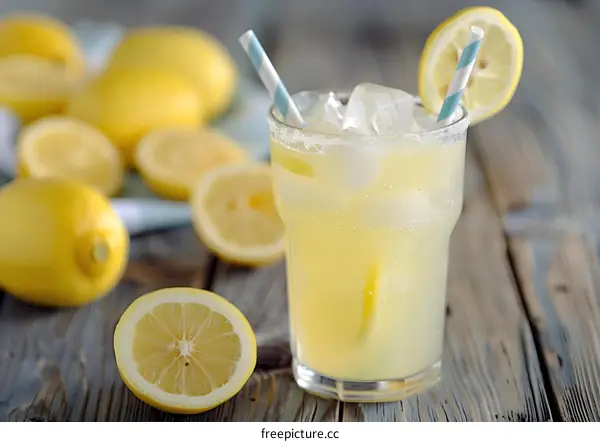 Refreshing Summer Lemonade with Lemon Slices and Ice
