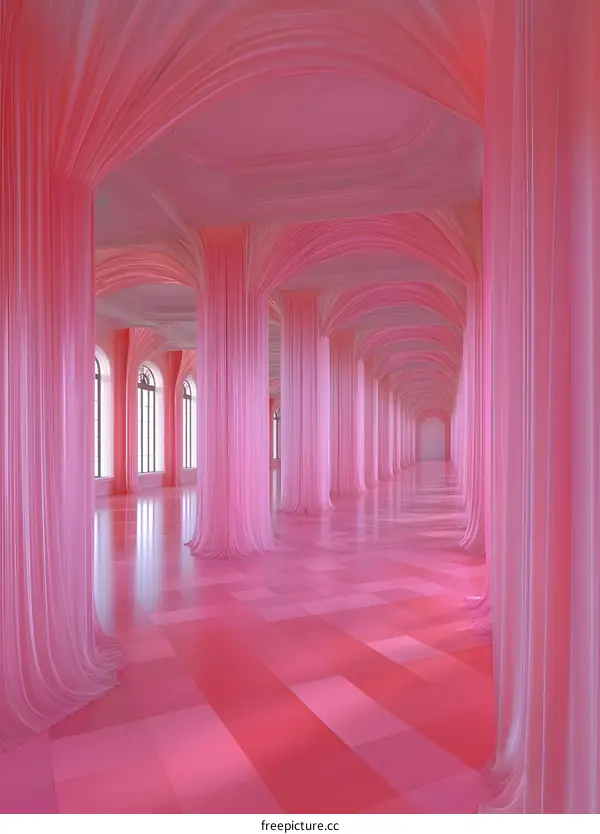 Pink Fabric Hallway Interior Design