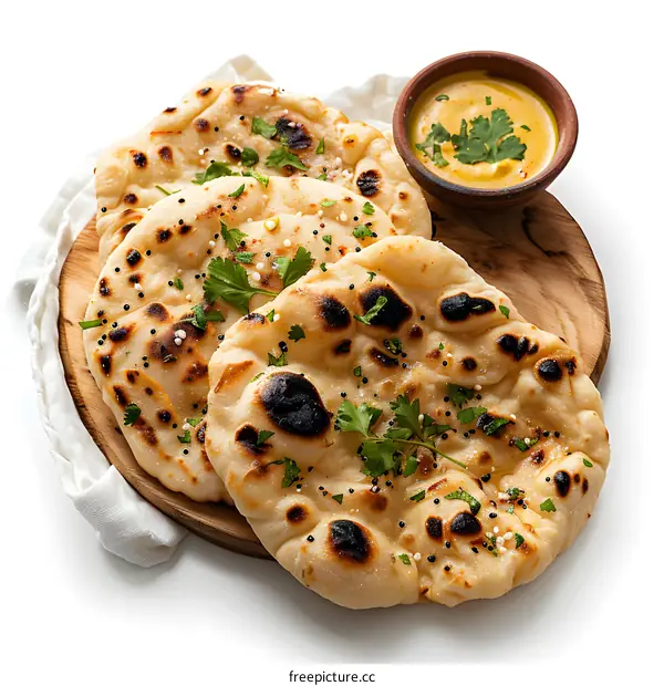 Naan Bread on a Wooden Board