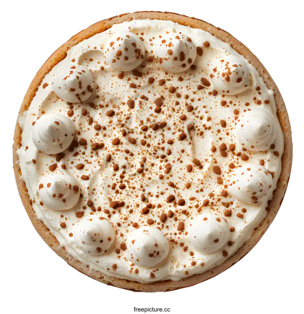 [Transparent Background PNG]Close-up of a cake with white cream and brown sprinkles