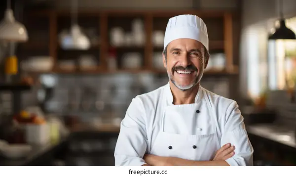 Portrait of a happy chef in a commercial kitchen