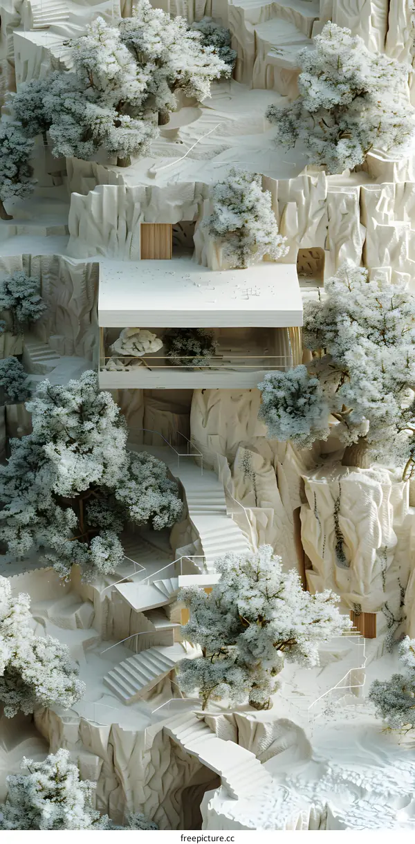 futuristic architecture in white color