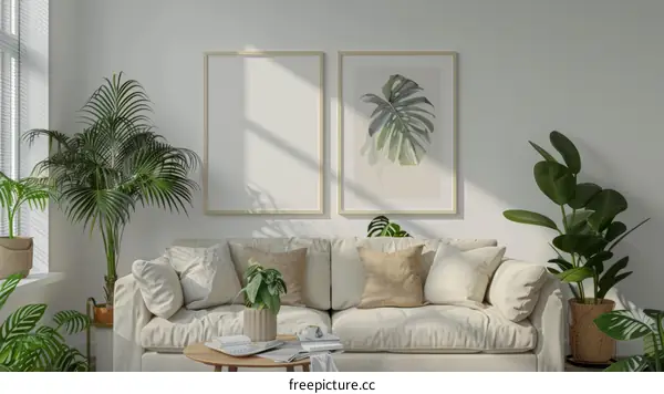Indoor plants and sunlight in a living room