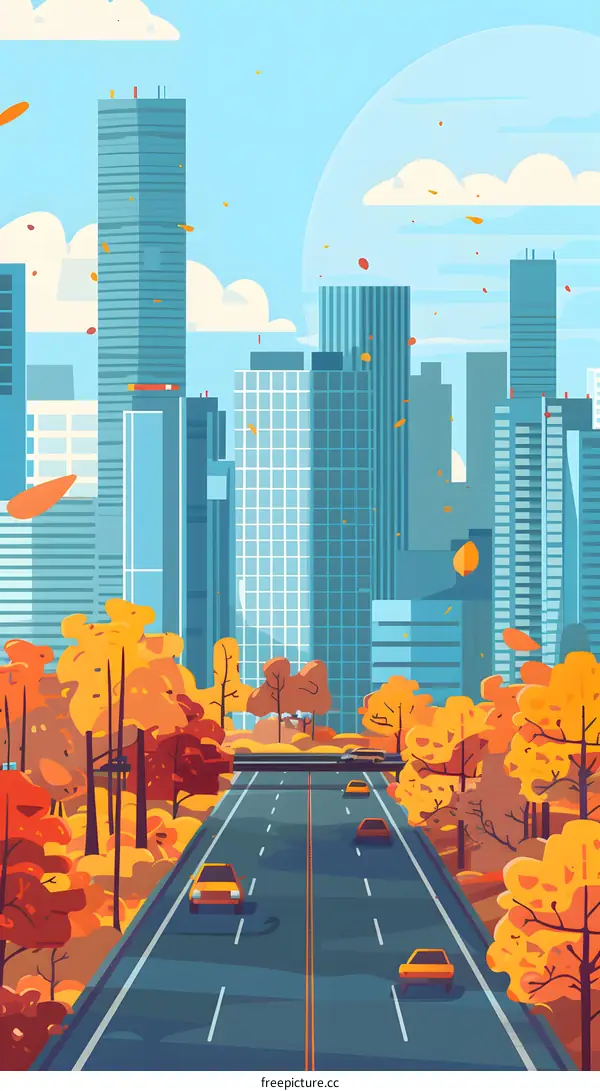 Autumn Road In The City