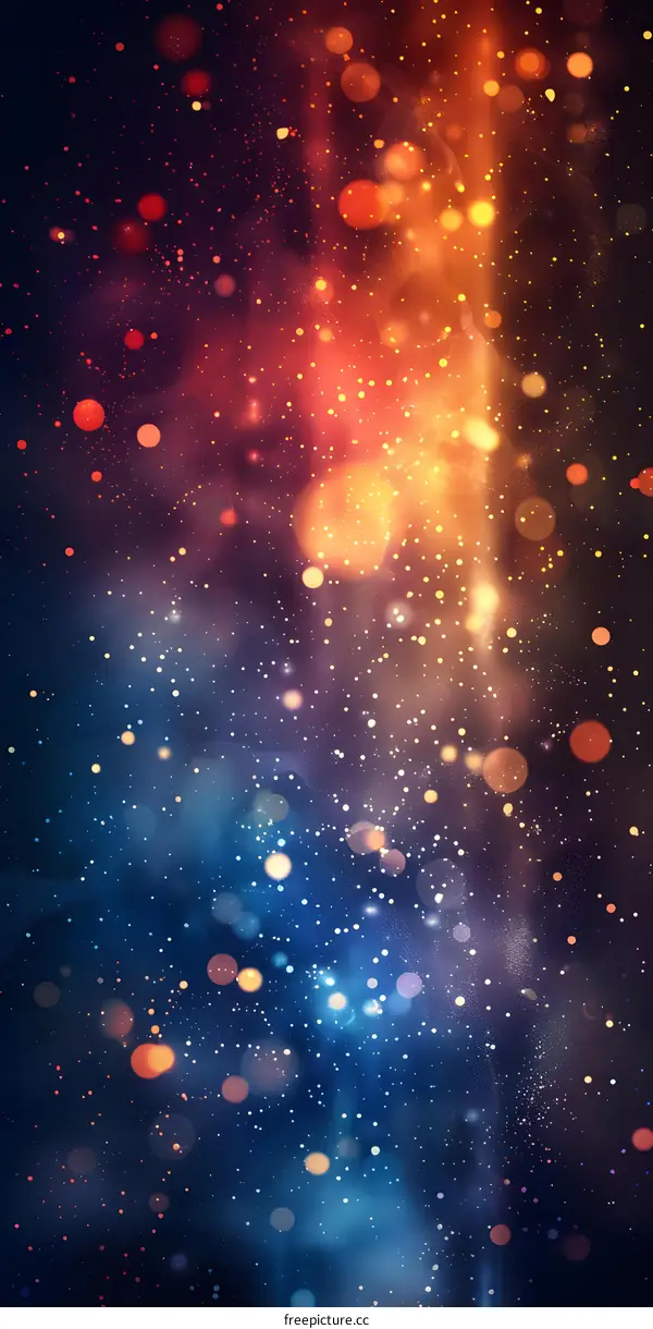 Colorful lights闪烁 in the night sky