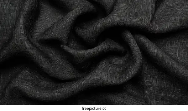 Closeup View of Textured Dark Gray Linen Fabric
