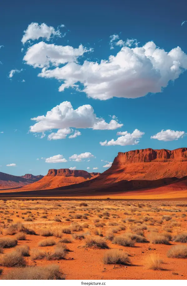 Distinctive Red Rock Formations in the Desert under Azure Skies
