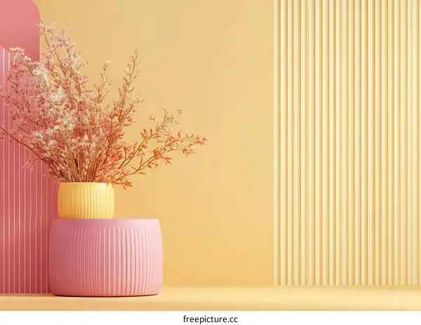 Minimalist Floral Arrangement in a Yellow and Pink Setting