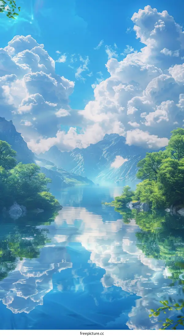 Mountain Lake Reflection at Summer Dawn