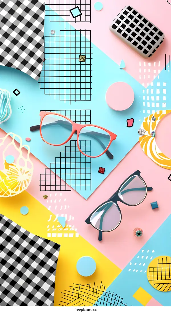 Colorful Abstract Pattern with Glasses