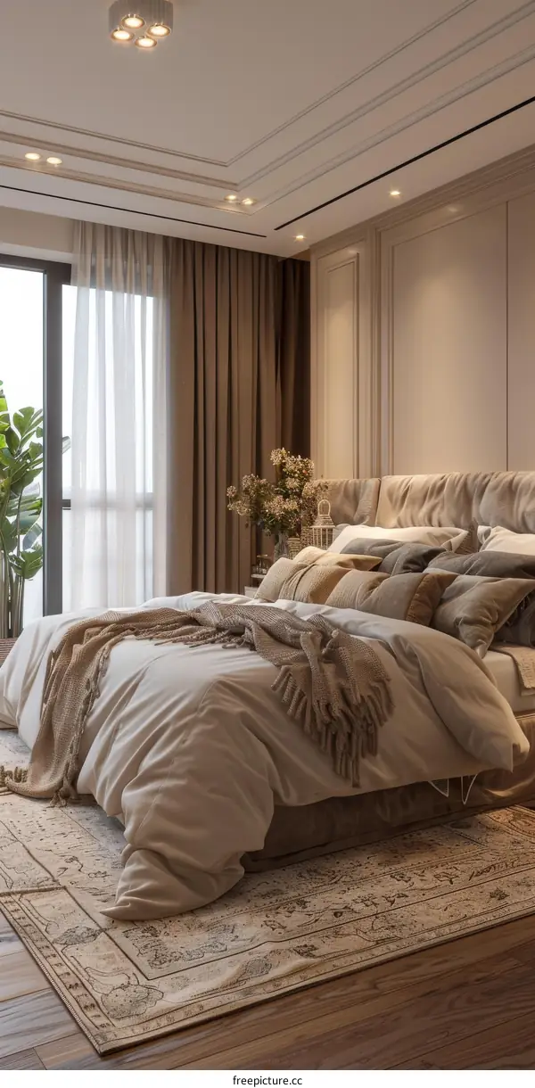 Elegant Beige Bedroom Interior Design