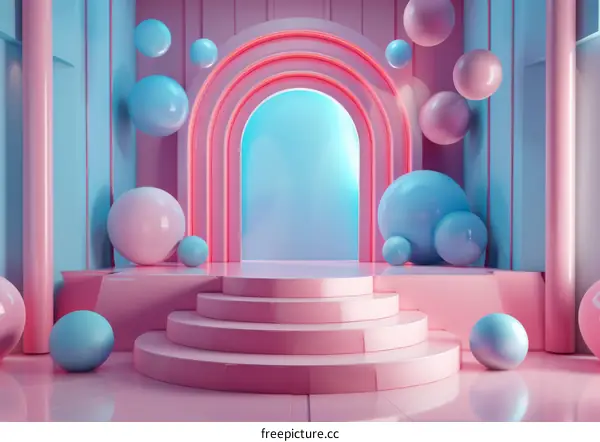 Abstract Pink and Blue Geometric Stage Design