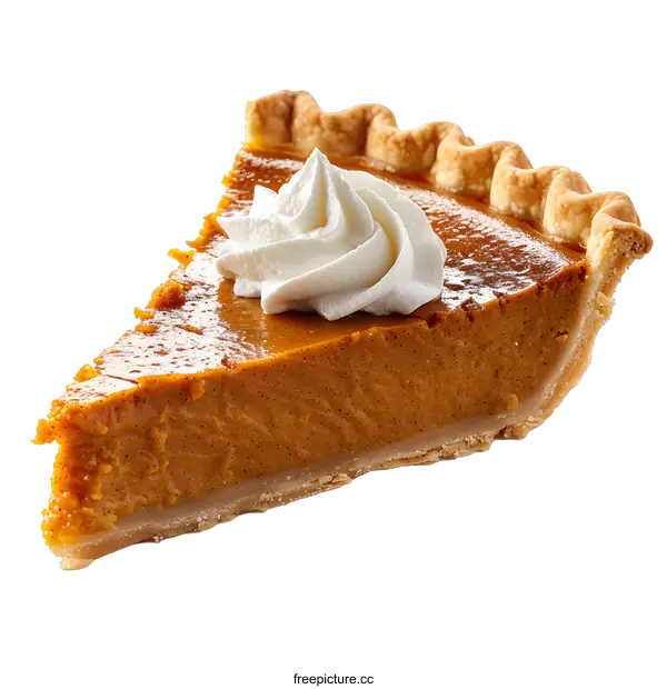 [Transparent Background PNG]Slice of Pumpkin Pie with Whipped Cream