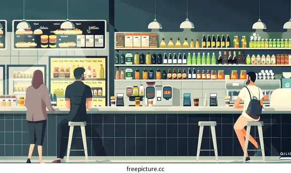 People Sitting at a Coffee Shop Counter