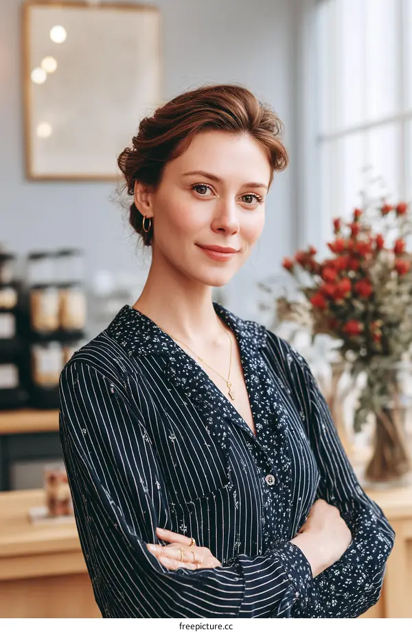Confident Woman in a Stylish Cafe