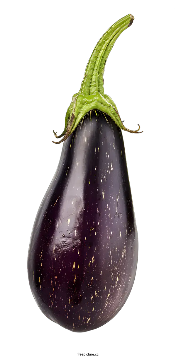 [Transparent Background PNG]Fresh Single Purple Eggplant Isolated on White Background