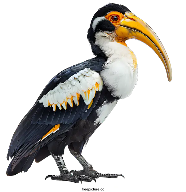[Transparent Background PNG]A yellow-throated hornbill isolated on a white background