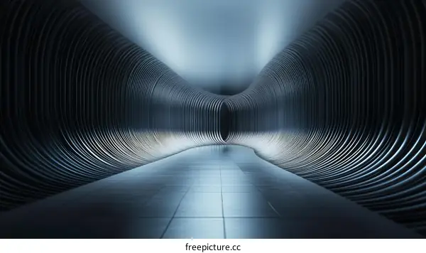 Abstract Futuristic Metal Tunnel Corridor