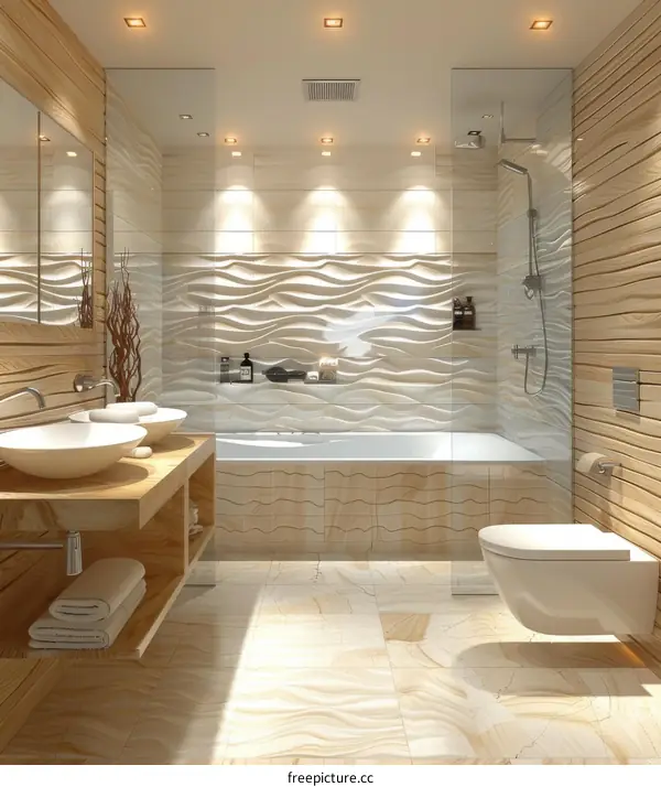Modern Luxury Bathroom Design with Stylish Tiles
