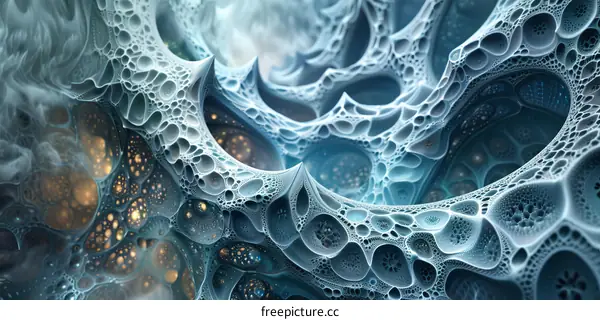 Blue and White Abstract Extraterrestrial Structure