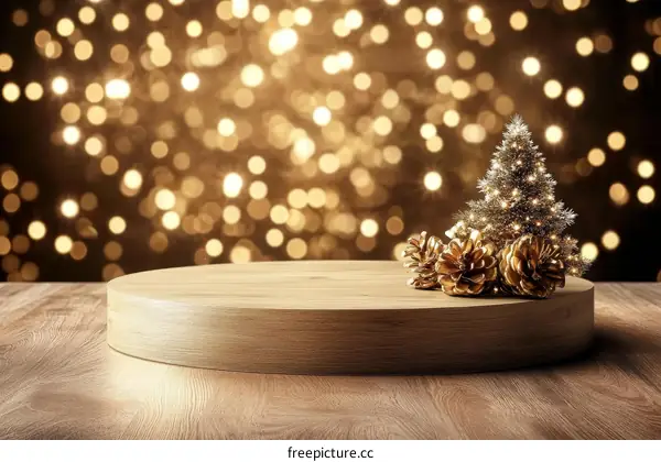 Christmas Display Wooden Round Stage