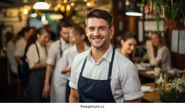 Portrait of a happy young male chef in a restaurant