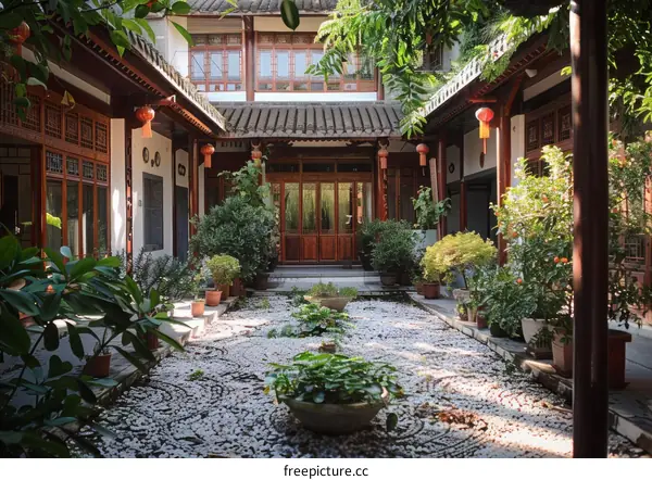 Courtyard with traditional chinese architecture