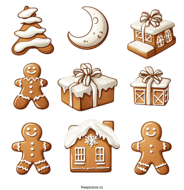 [Transparent Background PNG]Christmas Gingerbread Treats Collection