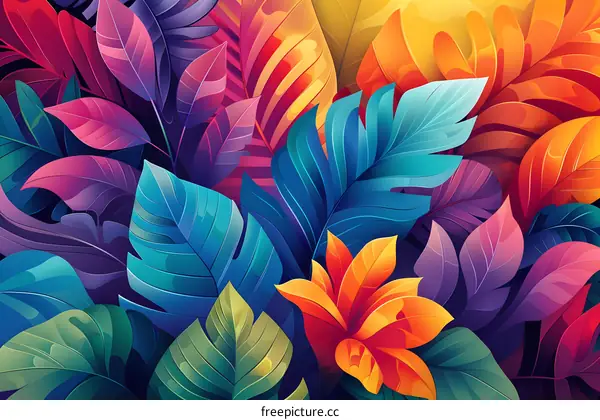 Vibrant and colorful tropical leaves