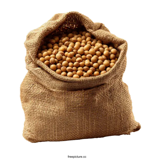 [Transparent Background PNG]Soybeans in a Burlap Sack