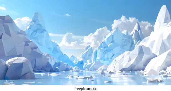 Iceberg in the Arctic with beautiful sky