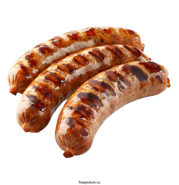 [Transparent Background PNG]Grilled sausages isolated on white background