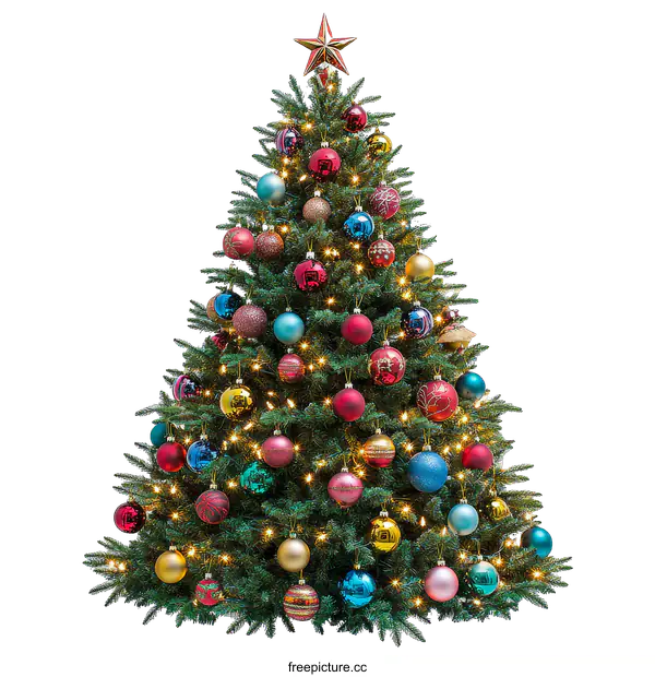 [Transparent Background PNG]Christmas Tree with Colorful Ornaments