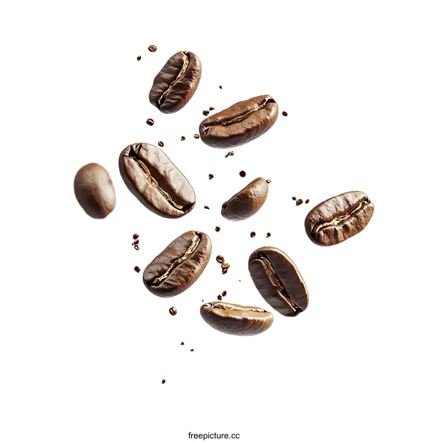 [Transparent Background PNG]Coffee Beans in Motion Against transparent background