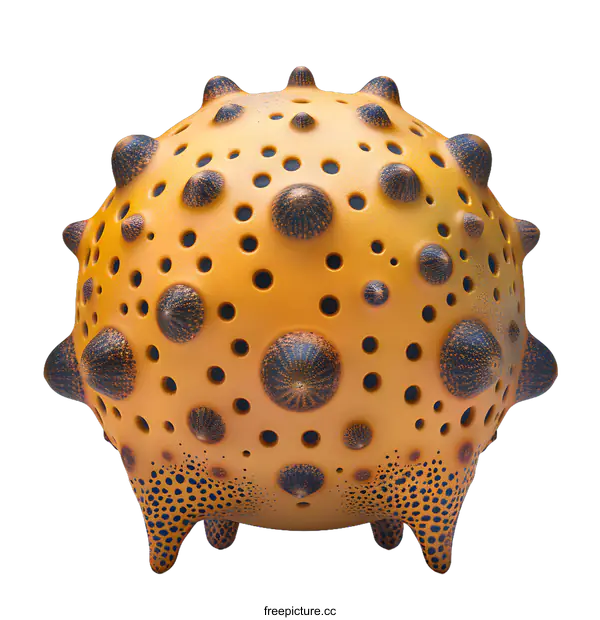 [Transparent Background PNG]A 3D rendering of a yellow and blue spiky ball