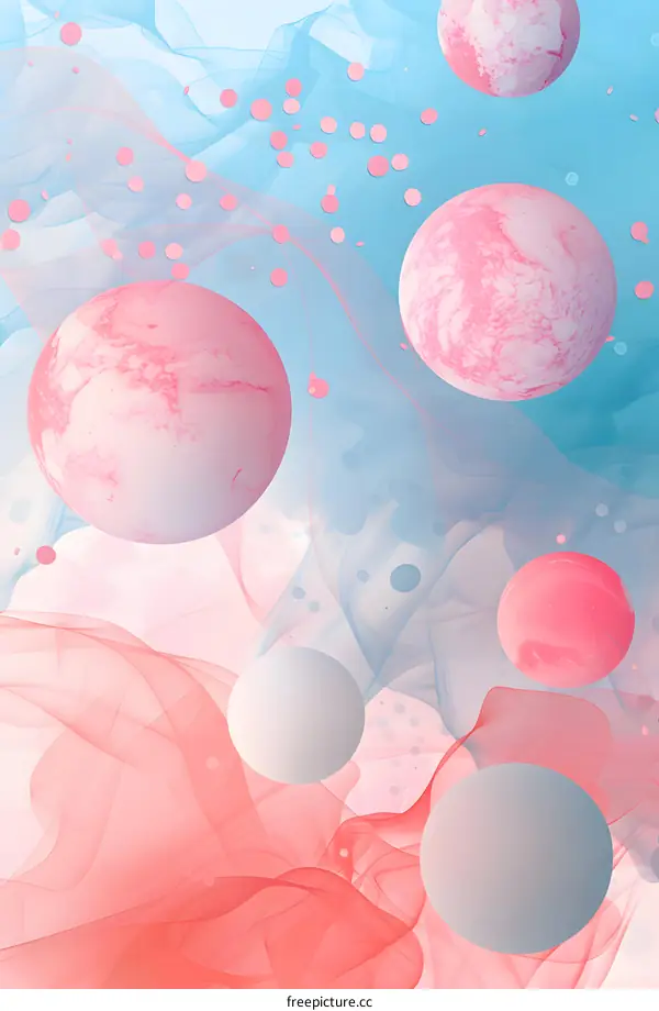 Abstract Pink and Blue Sphere with Smoke Background