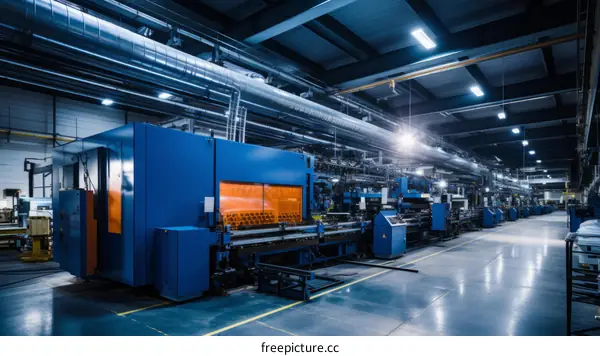 Automated production line in modern factory