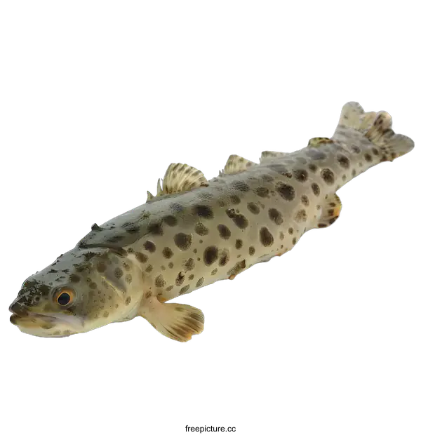 [Transparent Background PNG]A large brown and black spotted fish on a white background