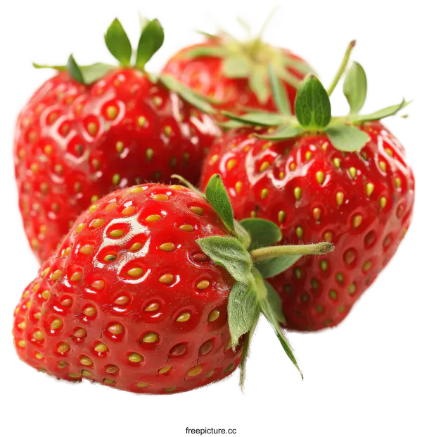 [Transparent Background PNG]Close up of fresh strawberries