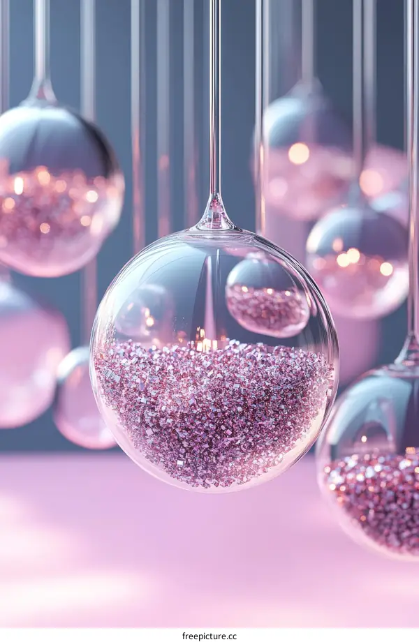 Elegant Pink Glitter Hanging Ornaments