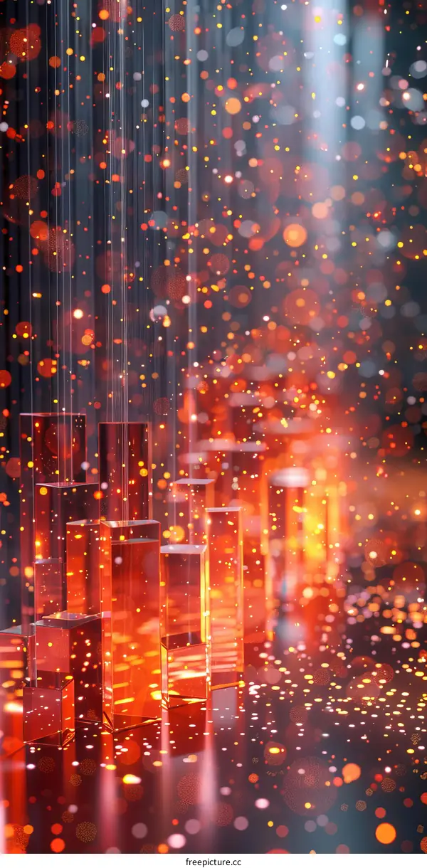 Abstract Cityscape of  Red Transparent Blocks